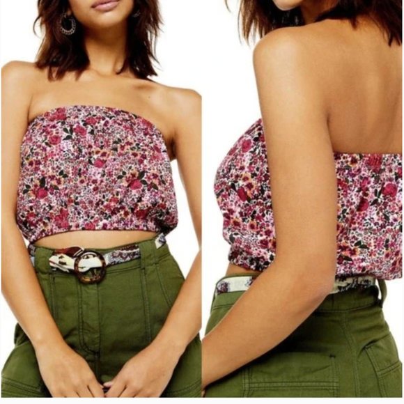 Topshop Tops - Topshop Floral Print Tube Top Size 8
